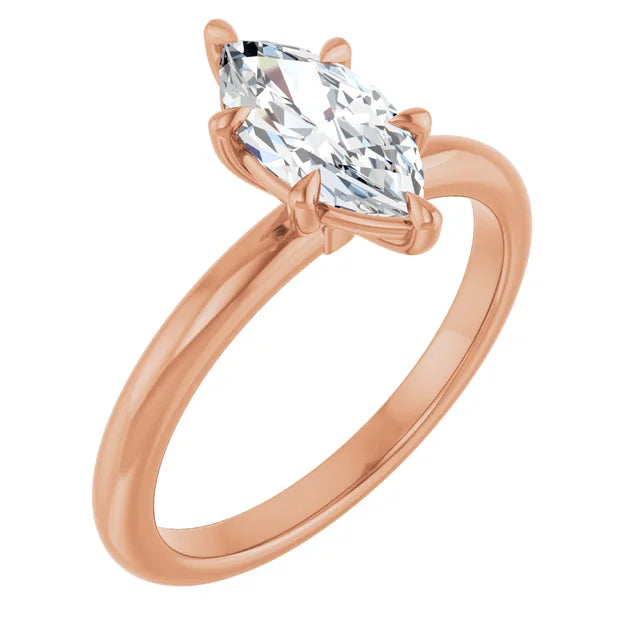 Marquise Rose Gold Solitaire Engagement Ring