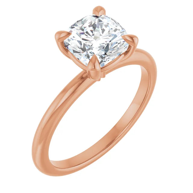 Cushion Rose Gold Solitaire Engagement Ring