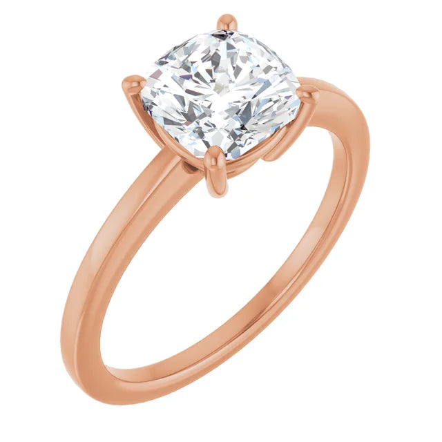 Cushion Rose Gold Solitaire Style Engagement Ring