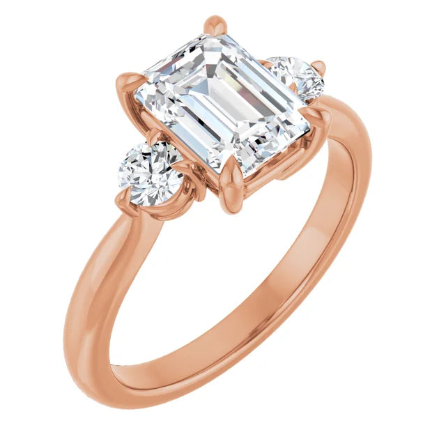 Emerald Rose Gold Accent Engagement Ring