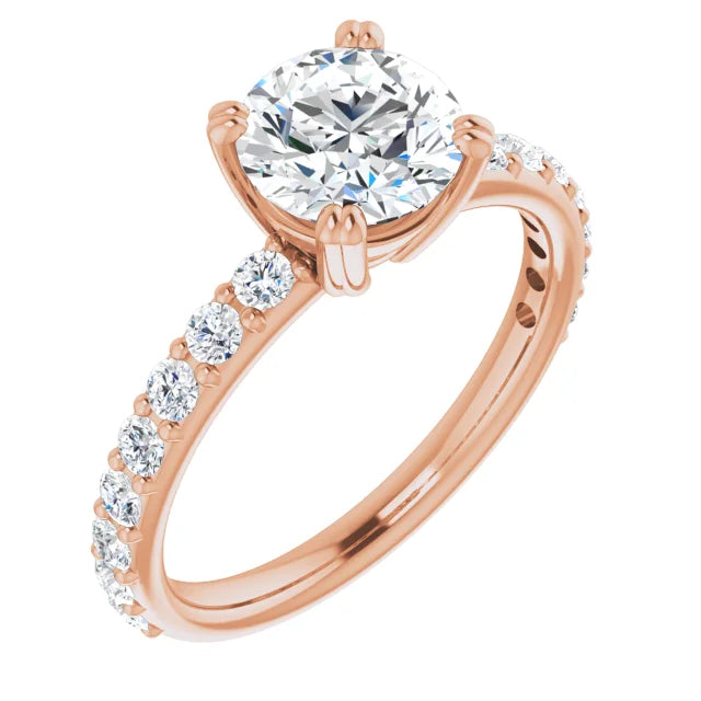 Round Brilliant Rose Gold Claw Set Style Engagement Ring