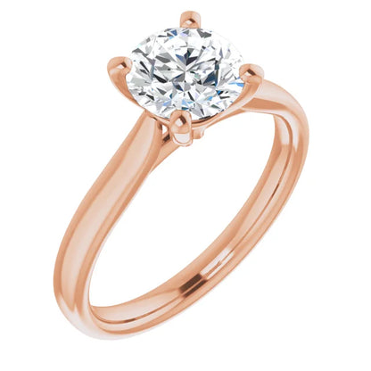 Four Claw Rose Gold Round Brilliant Solitaire Engagement Ring