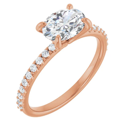 Oval Rose Gold East West Style Engagement Ring