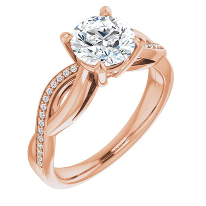 Round Brilliant Rose Gold Claw Set Twist Style Engagement Ring 