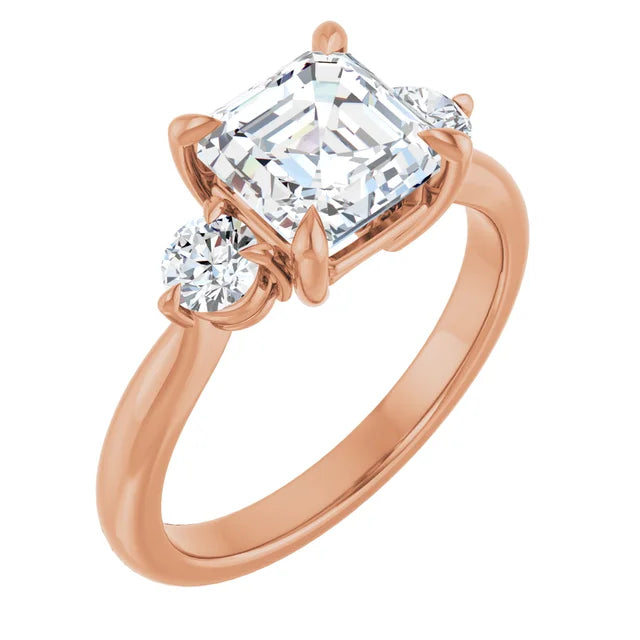Asscher Rose Gold Accent Engagement Ring