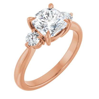 Cushion Rose Gold Accent Engagement Ring