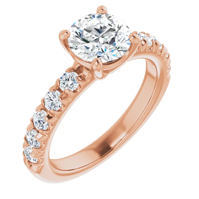 Round Brilliant Rose Gold Four Claw Set Style Engagement Ring