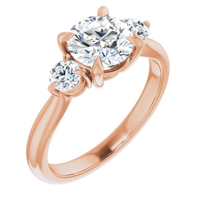 Round Brilliant Rose Gold Accent Engagement Ring