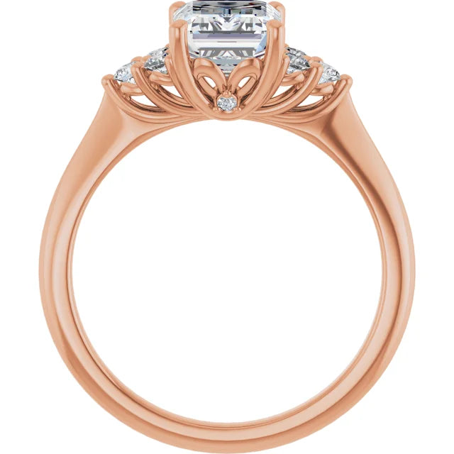 Emerald Rose Gold Antique Inspired Design Engagement Ring