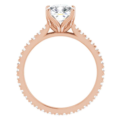 Cushion Rose Gold Claw Set Eternity Style Engagement Ring