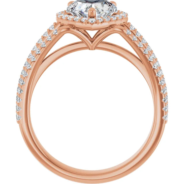 Heart Rose Gold Halo Style Engagement Ring