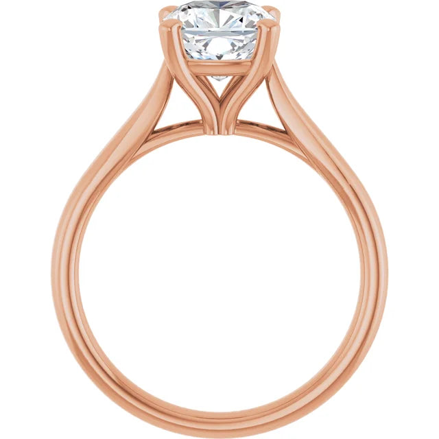 Four Claw Rose Gold Cushion Solitaire Engagement Ring