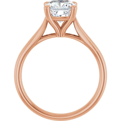 Four Claw Rose Gold Cushion Solitaire Engagement Ring