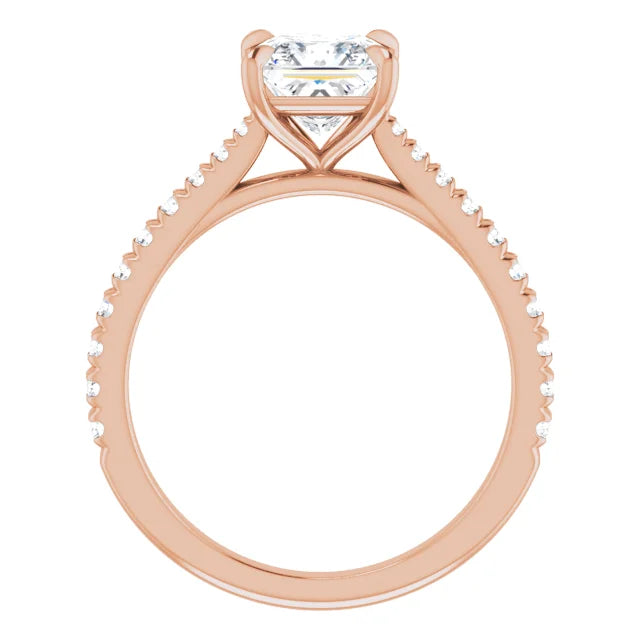 Princess Rose Gold Claw Set Style Engagement Ring