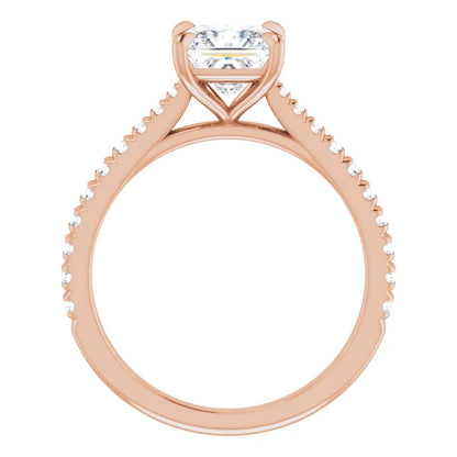 Princess Rose Gold Claw Set Style Engagement Ring