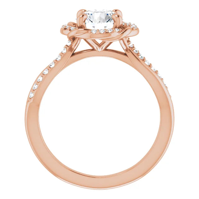 Round Brilliant Rose Gold Antique Inspired Design Engagement Ring