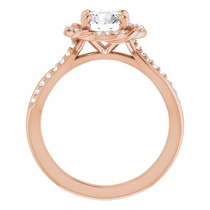 Round Brilliant Rose Gold Antique Inspired Design Engagement Ring
