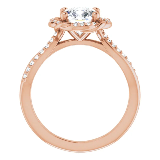 Cushion Rose Gold Antique Inspired Design Engagement Ring