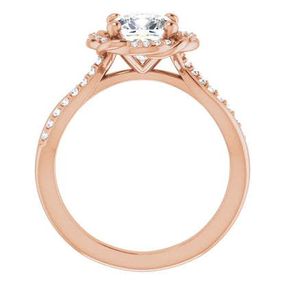 Cushion Rose Gold Antique Inspired Design Engagement Ring
