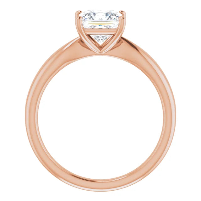 Princess Rose Gold Knife Edge Solitaire Engagement Ring