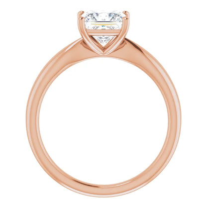 Princess Rose Gold Knife Edge Solitaire Engagement Ring