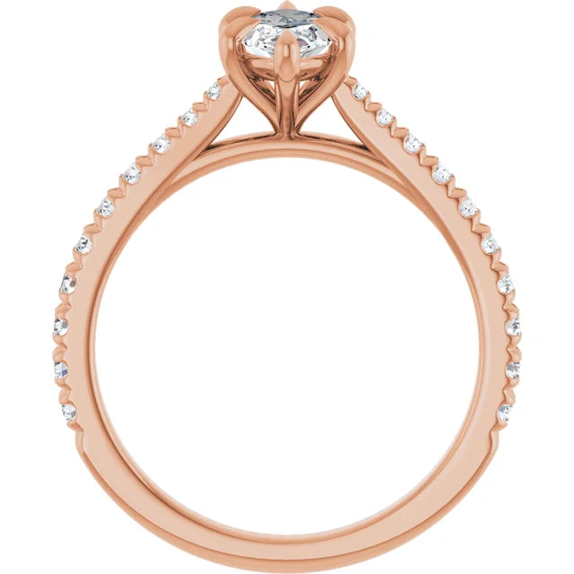 Marquise Rose Gold Claw Set Style Engagement Ring