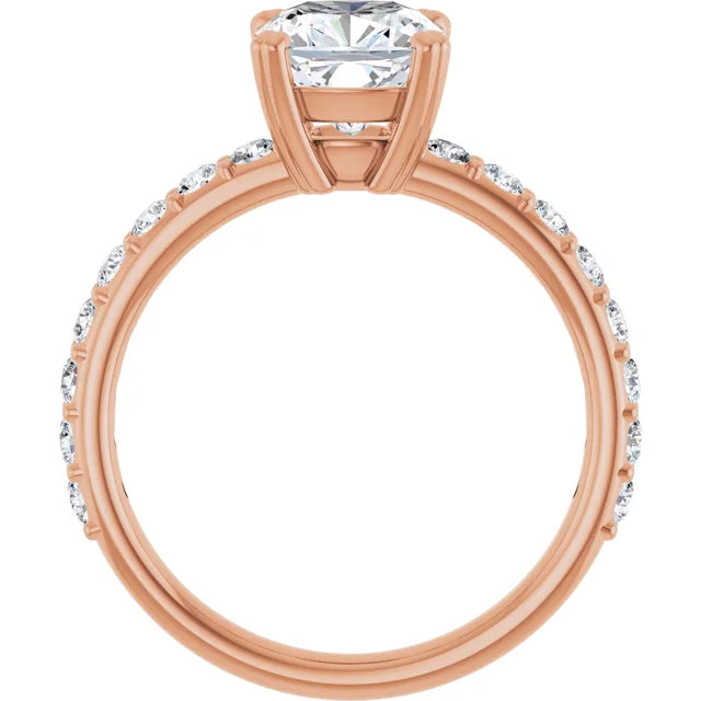 Cushion Rose Gold Claw Set Style Engagement Ring 