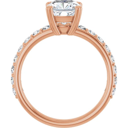 Cushion Rose Gold Claw Set Style Engagement Ring 