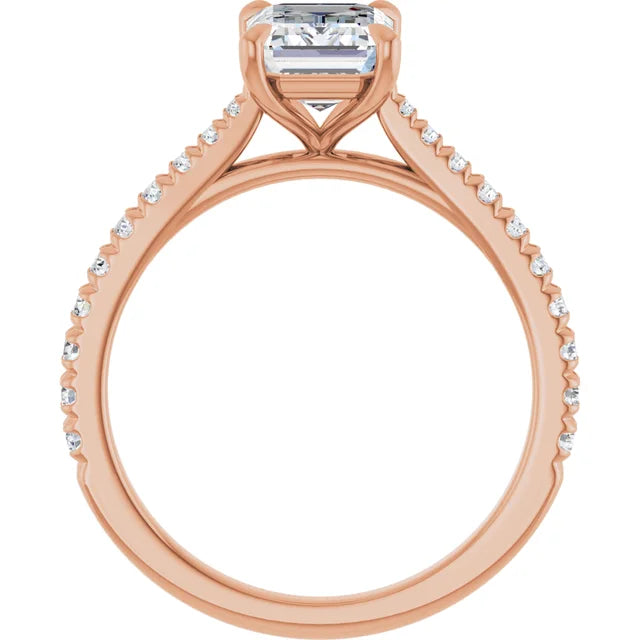 Emerald Rose Gold Claw Set Style Engagement Ring