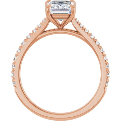 Emerald Rose Gold Claw Set Style Engagement Ring