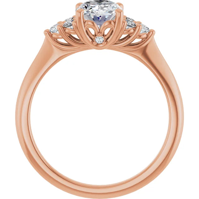 Oval Rose Gold Antique Inspired Design Engagement Ring