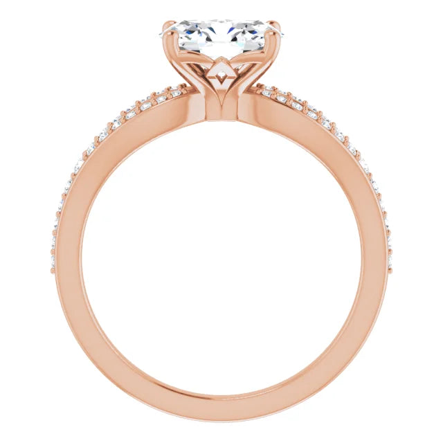 Oval Rose Gold East West Style Engagement Ring