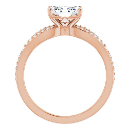 Oval Rose Gold East West Style Engagement Ring