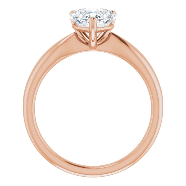 Heart Rose Gold Knife Edge Solitaire Engagement Ring