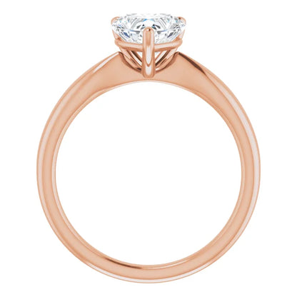 Heart Rose Gold Knife Edge Solitaire Engagement Ring