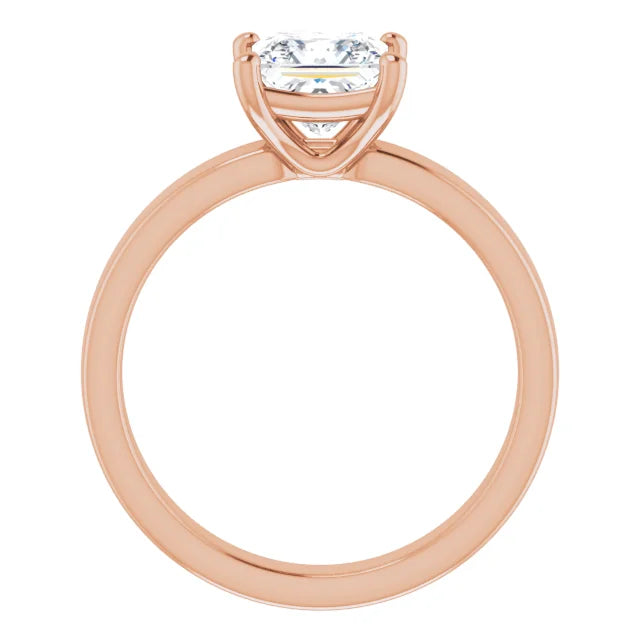 Princess Rose Gold Wide Band Solitaire Engagement Ring