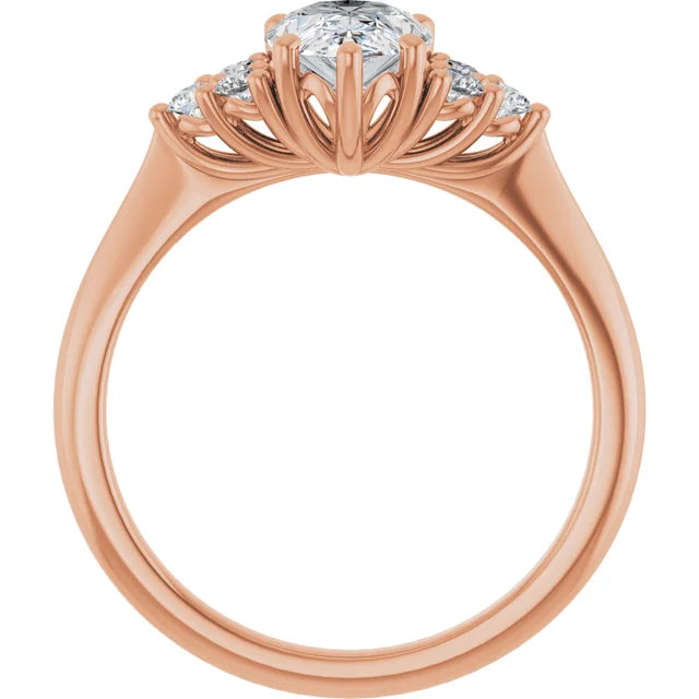 Pear Rose Gold Antique Inspired Design Engagement Ring