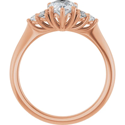 Pear Rose Gold Antique Inspired Design Engagement Ring
