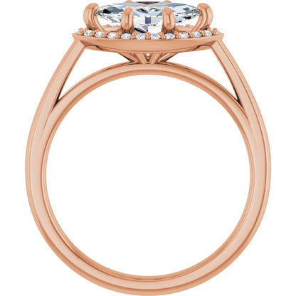 Marquise Rose Gold East West Halo Style Engagement Ring