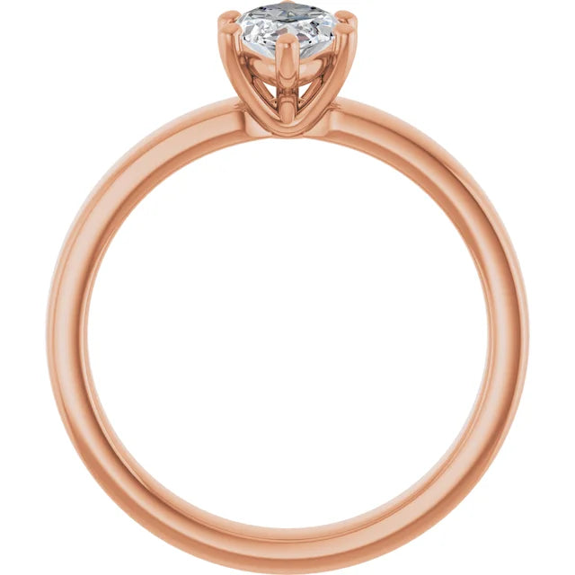 Marquise Rose Gold Wide Band Solitaire Engagement Ring