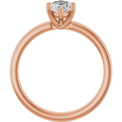 Marquise Rose Gold Wide Band Solitaire Engagement Ring