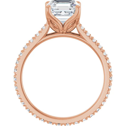 Asscher Rose Gold Claw Set Eternity Style Engagement Ring