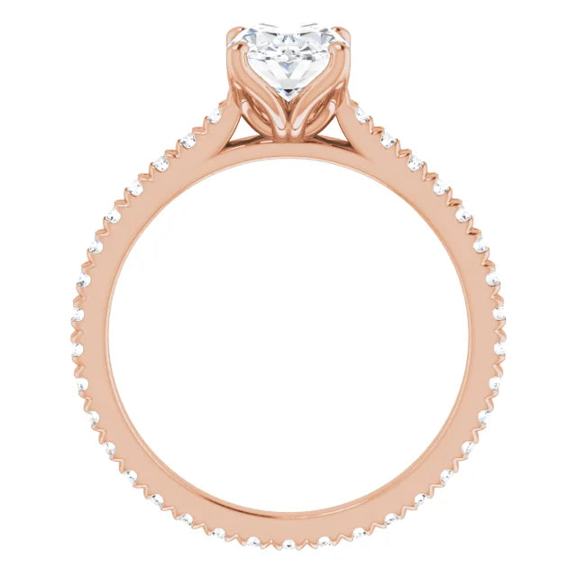 Oval Rose Gold Claw Set Eternity Style Engagement Ring