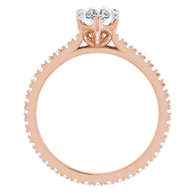 Pear Rose Gold Claw Set Eternity Style Engagement Ring