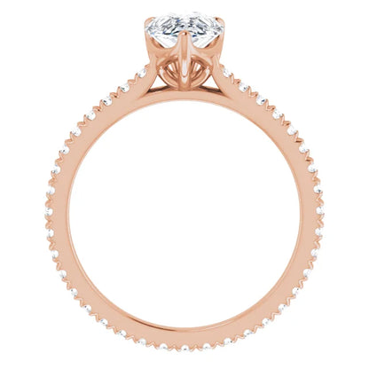 Pear Rose Gold Claw Set Eternity Style Engagement Ring