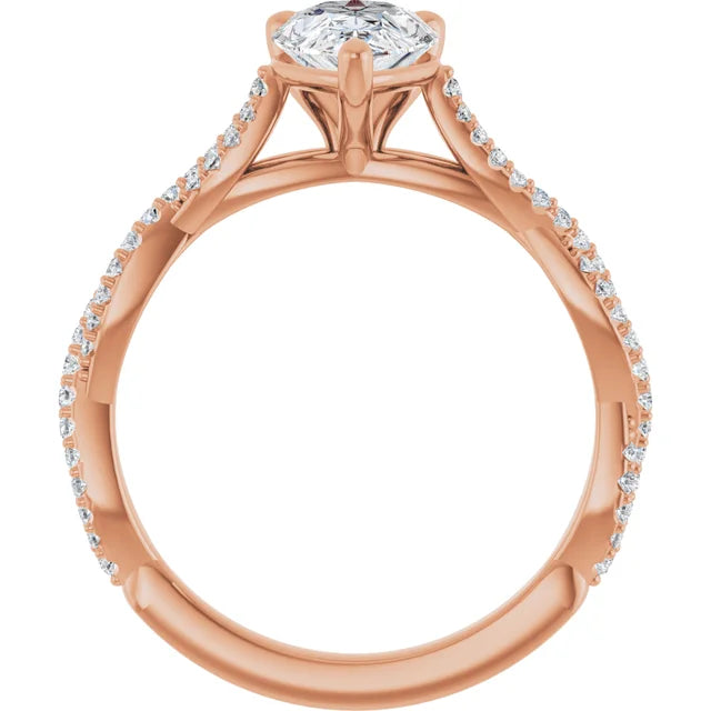 Pear Rose Gold Twist Style Engagement Ring