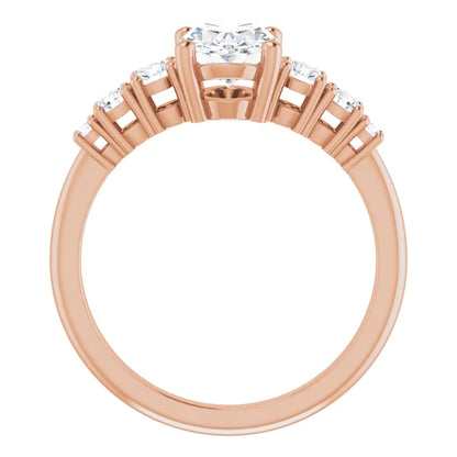 Oval Rose Gold Multi Stone Accent Style Engagement Ring