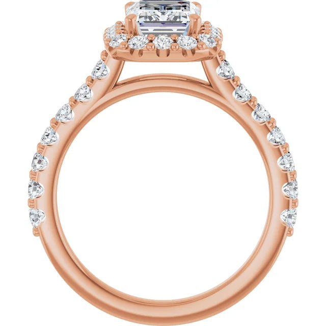 Emerald Halo Rose Gold Style Engagement Ring