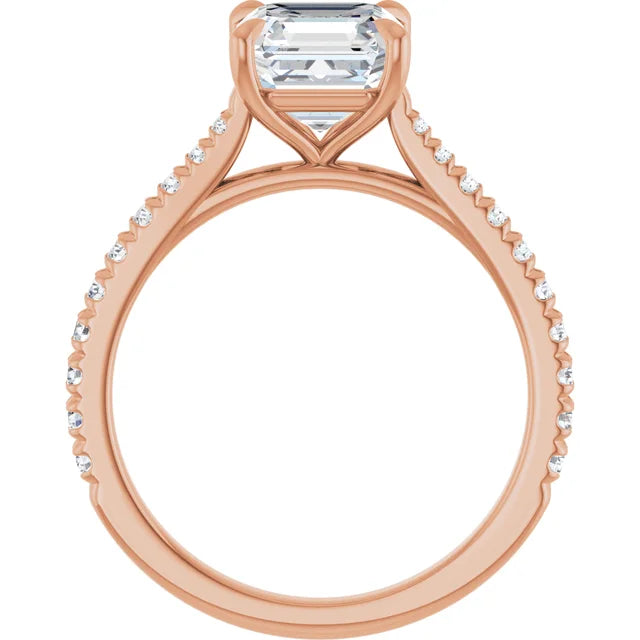 Asscher Rose Gold Claw Set Style Engagement Ring
