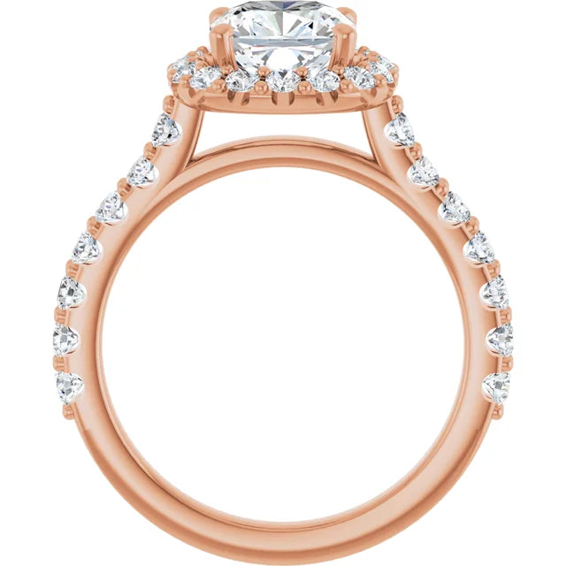 Cushion Halo Rose Gold Style Engagement Ring